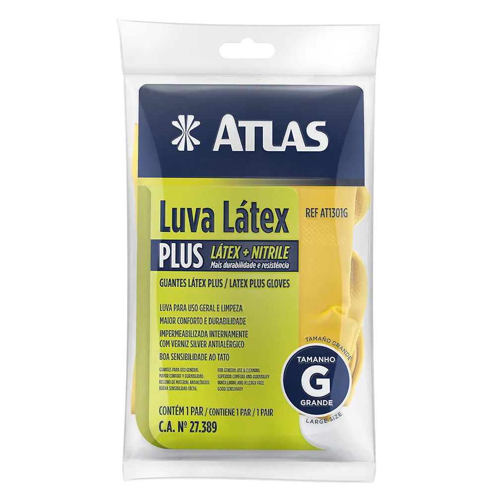 ATLAS LUVA LATEX PLUS GRANDE REF. AT1301G (CX12)